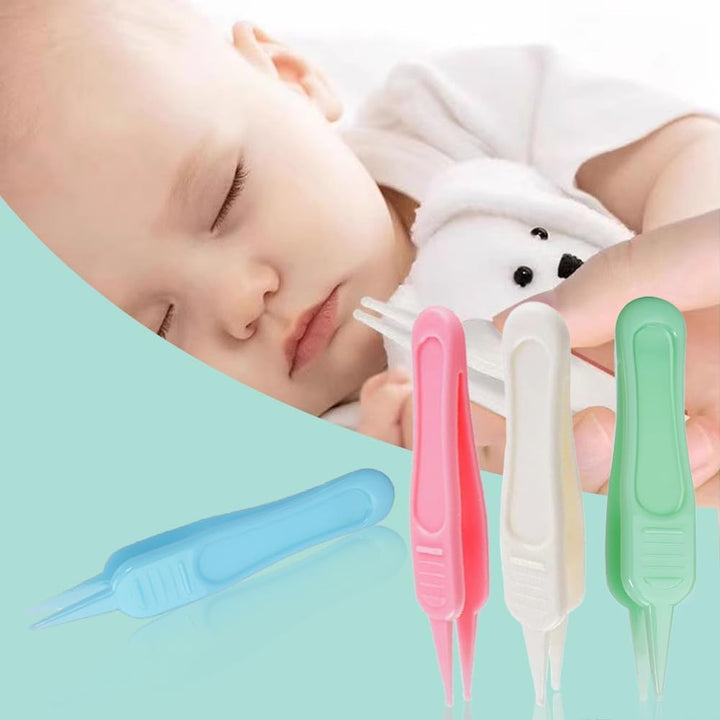 Baby Ear & Nose Cleaning Clip, 4 Pcs Plastic Round-Head Nasal Tweezers