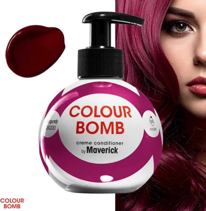 Colour Bomb Burgundy Hair Colour Depositing Conditioner 250Ml – Vibrant Gloss & Shine, Softening & Nourishing Colour Refresh Treatment, No Mix, Vegan, Ammonia & Peroxide Free