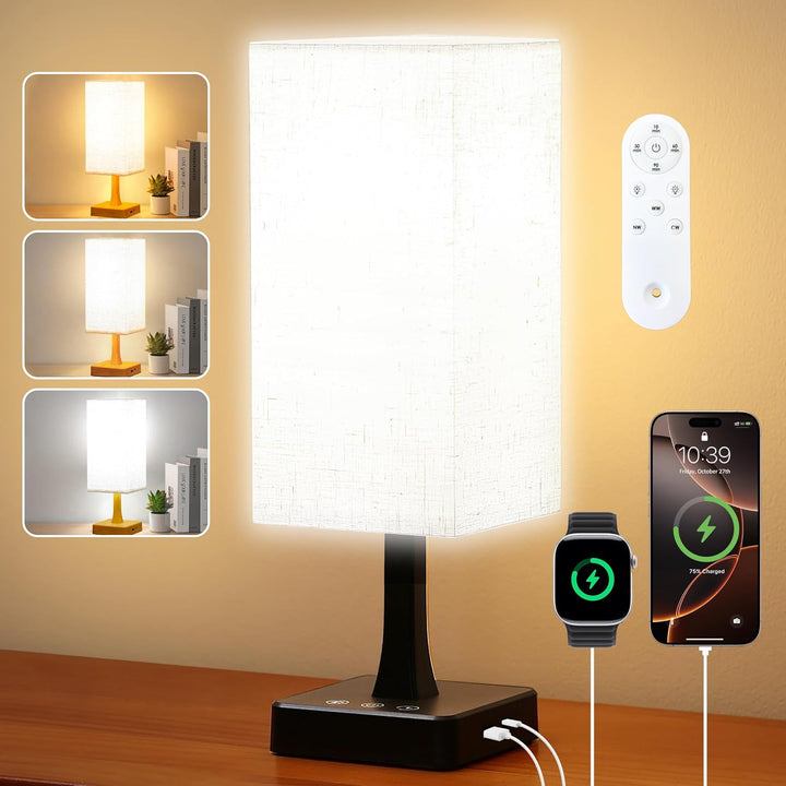 SAD Lamp, 10000 Lux SAD Light with Remote, Upgrade Size, 3 Color Temperatures, 5 Brightness Level Full Spectrum Sun Light Lamp with USB C & a Ports Home/Office Use as Lift Mood, Wood