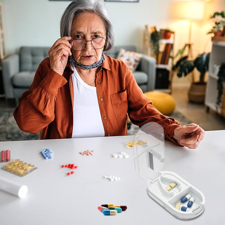 Pill Cutter Box | Portable Mini Pill Cutter Storage Box, Small Pill Box Medicine Supplement Pill Case Dispenser for Outdoor Travel