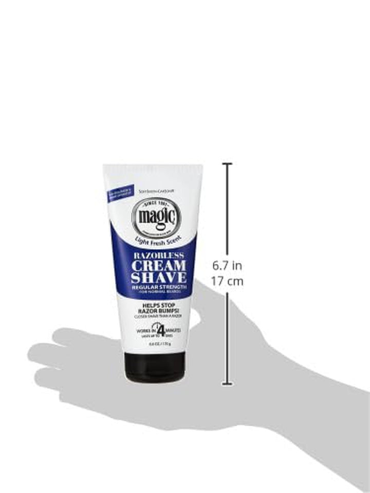 Magic Razorless Cream Shave Regular Strength Light Fresh Scent 6Oz Tube
