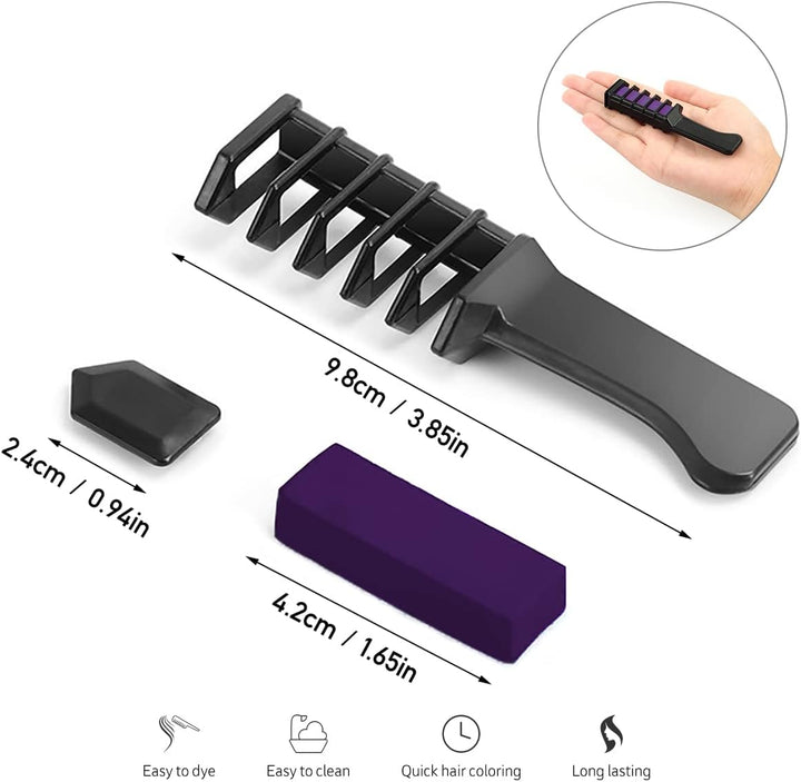 Hair Chalk Comb, 6 Pcs Temporary Non-Toxic Hair Coloring for Kids, Ideal Cosplay, Halloween, Carnival, Birthday Party Gifts for Girls Boys