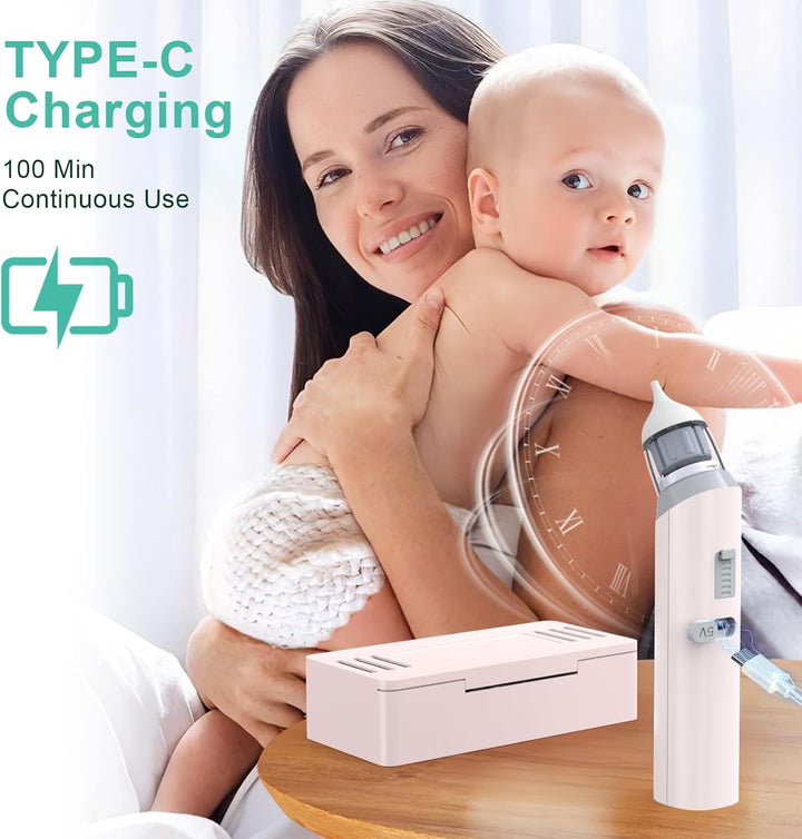 Nasal Aspirator Pro for Baby, Portable Baby Nose Cleaner Sucker with 3 Silicone Tips, Adjustable Suction, Newborn and Child Friendly, Electric Nose Suction, Built-In Music & Light
