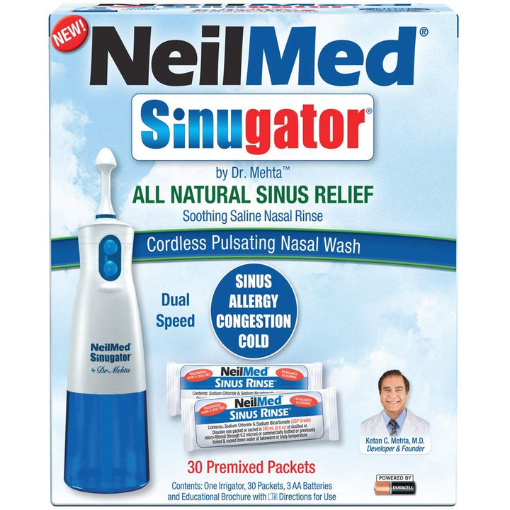 Sinugator Cordless Pulsating Nasal Wash with 30 Premixed Packets