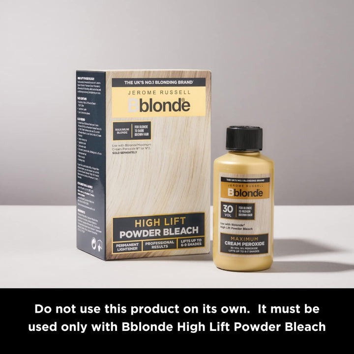 Bblonde Maximum Lift Cream Peroxide 30 Vol - Permanent Blonde Hair Dye for Blonde to Medium Brown Hair Colour, Hair Bleach with 9% Peroxide & Avocado Oil, Lifts 6-7 Shades, 75Ml