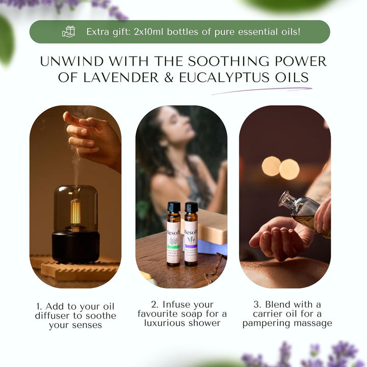 Shower Steamers Aromatherapy Set - 8 Shower Bombs with 2 Lavender and Eucalyptus Essential Oils | Gifts for Her and Relaxation Gift for Woman | Gift Set