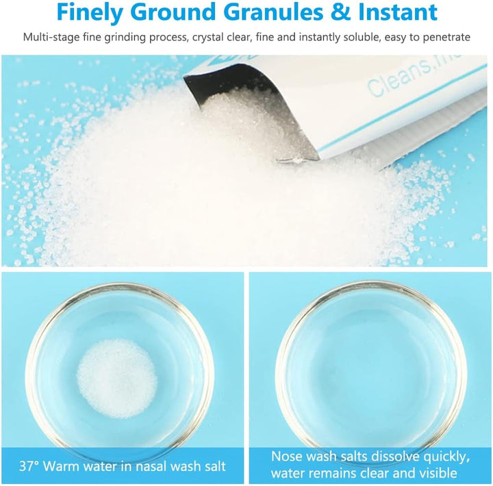 Nasal Rinse Salt, 120 Packs Nasal Irrigation Salt, Cleaning Mix Portable Sinus Rinse Salt, Natural Nasal Sinus Rinse Refill Packets Sinus Relief, Nose Wash Salt for Nasal Wash Irrigation