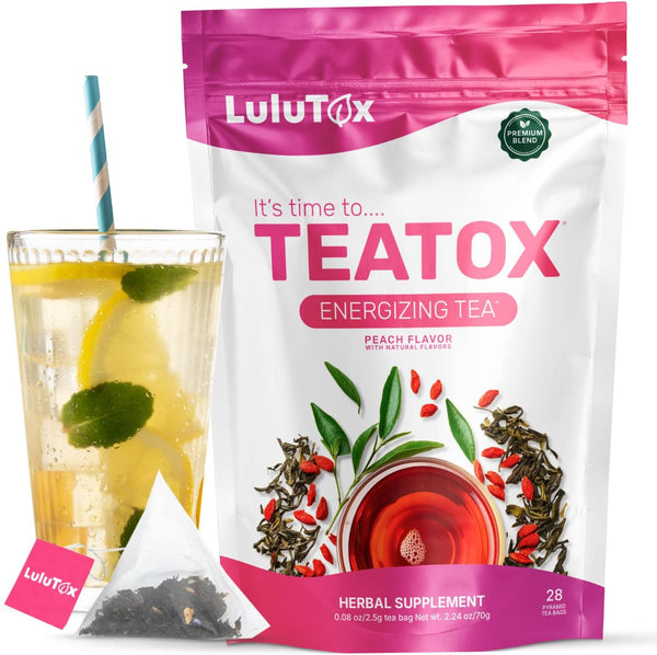 Original Detox Tea - Herbal Blend with Dandelion, Ginseng, and Ginger - Supports a Healthy Weight, Digestive Health - Vegan, All Natural, Laxative-Free - Peach Flavor (28 Servings)