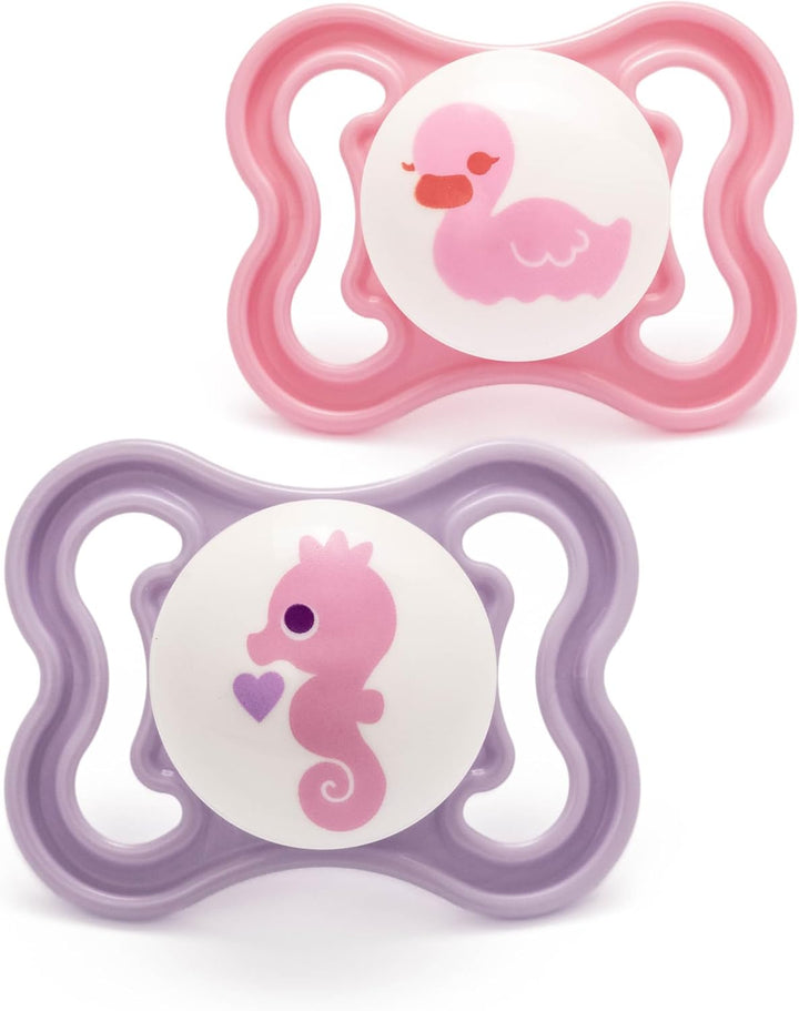 Original Soothers | 0-6 Months | 2 Pack | Comes in Dummy Steriliser Case | Sustainable Materials | Baby Accessories for Newborn | Cream/Green (Various Designs)