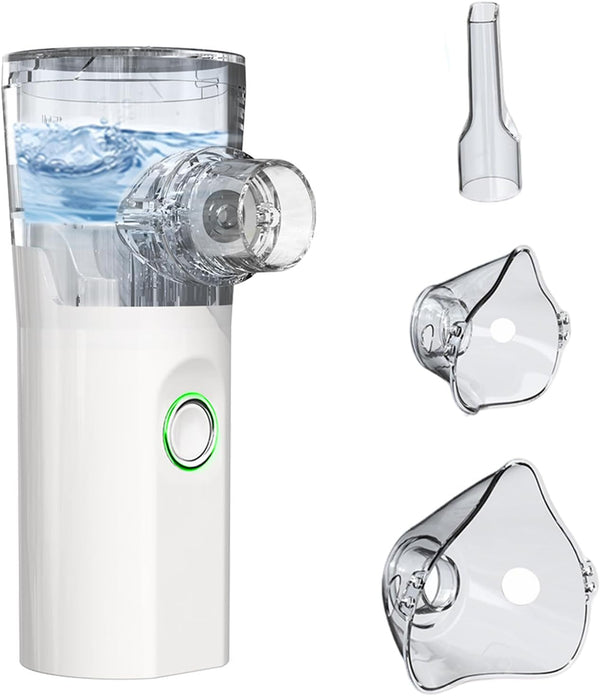Nebuliser Machine for Adults and Kids, Rechargeable Portable Nebuliser, Handheld Ultrasonic Inhaler, Silent Nebulizer with 2 Masks, Handled Nebulizer for Home