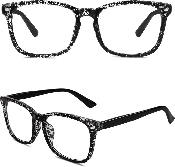 CN81 Fake Glasses Women Men Large Oversized Clear Lens Horn Rimmed Glasses 100% UV400 Protection