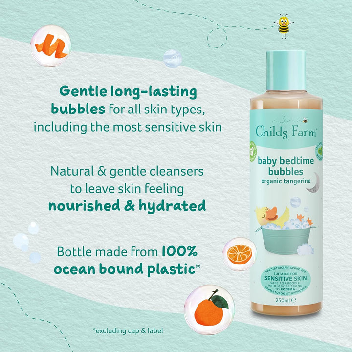 | Baby Bedtime Bubble Bath 250Ml | Organic Tangerine | Gently Cleanses & Soothes | Suitable for Newborns with Dry, Sensitive & Also Safe for People Who May Be Prone to Eczema