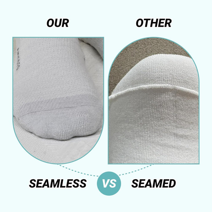 Diabetic Socks for Women Men: Bamboo Extra Elastic Non-Slip Slipper Socks with Padded Wide Top Grip Loose Fit & Breathable Seamless for Swollen Feet Elderly Hospital 6-14 4 Pairs