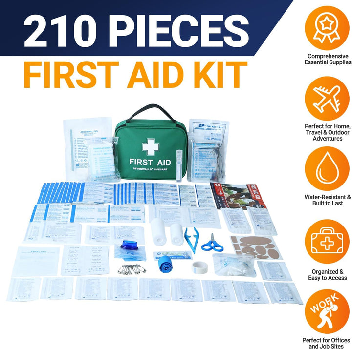 210-Piece Premium First Aid Kit for Home, Car, Travel, and Workplace – Comprehensive Emergency Medical Supplies – Compact & Durable Design