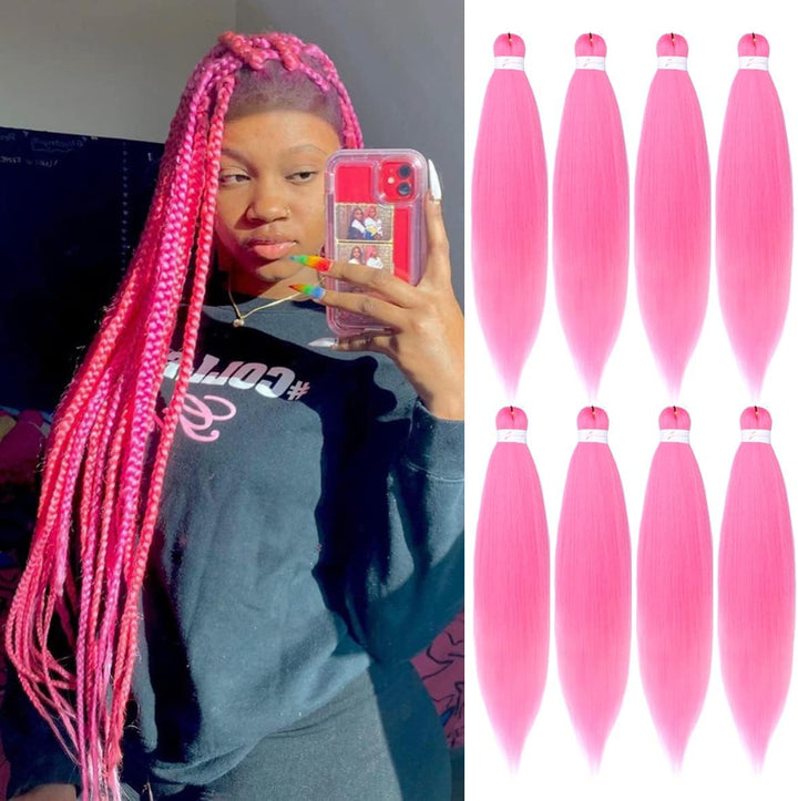 3 Packs Pre Stretched Braiding Hair Extension Yaki Texture EZ Braids Hair for Coi Leray Braids Black Braiding Crochet Hair Extensions /30 Inch 1B#