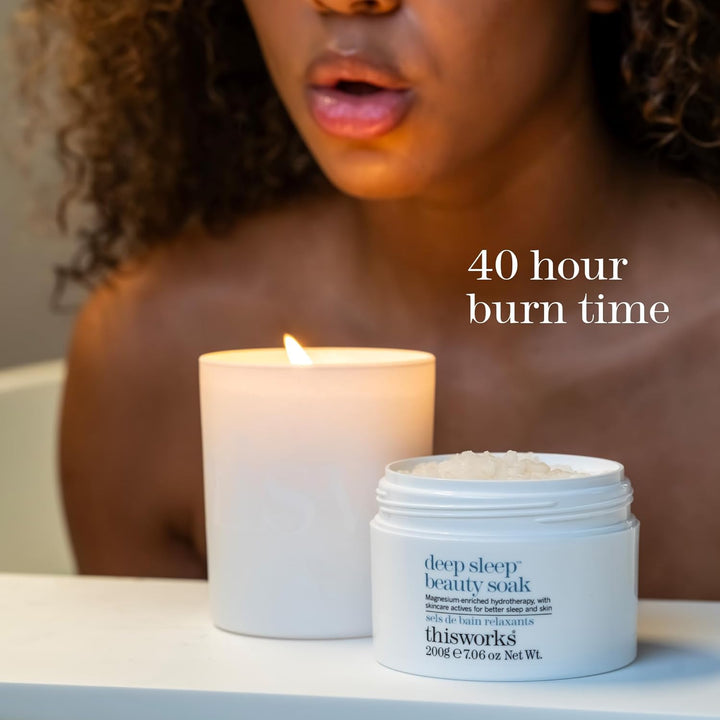 Deep Sleep Heavenly Candle, 220 G - Luxury Candle Enriched with Essential Oils of Lavender, Camomile and Vetivert - Hand Poured Scented Candle with a 40Hr Burn Time for a Calming Experience