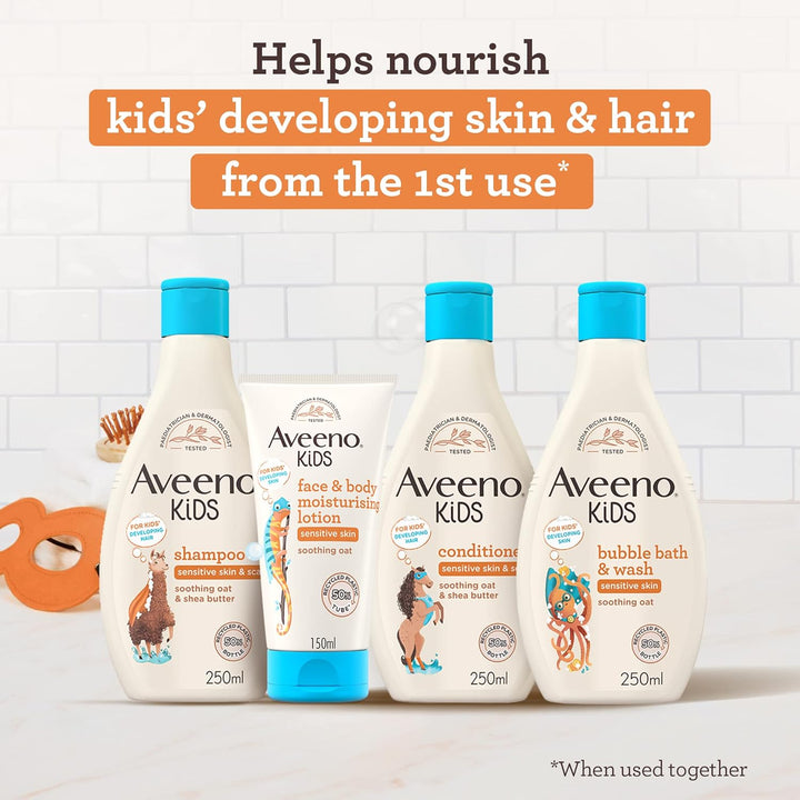 Aveeno Kids Face & Body Moisturising Lotion (1 X 150Ml), Non-Greasy and Fragrance-Free Moisturiser Enriched with Soothing Oat, Face and Body Lotion for Kids' Sensitive and Developing Skin