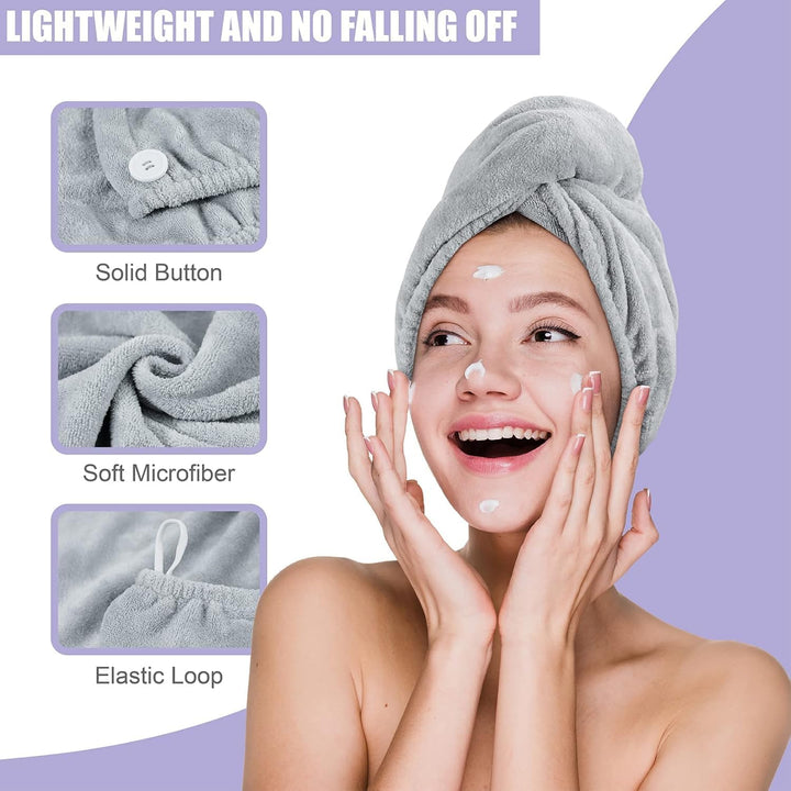 Microfibre Hair Towel Drying Wrap: 2Pack Head Dry Towel Twist Drying Turban anti Frizz Long Quick Rapid Absorbent Women Wet Plopping Curly Hair Turban Twisty for Girls