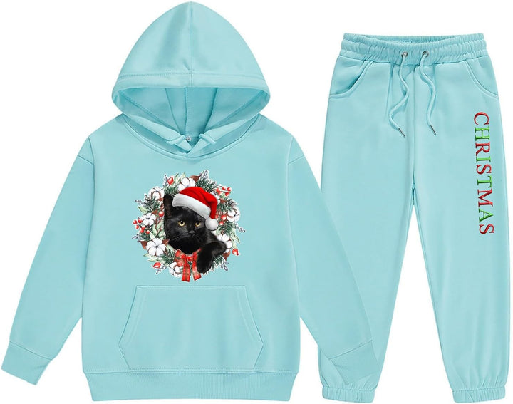 Christmas Reindeer Girls Hoodie Set Children S Two Piece Medium and Small Long Sleeved Sweatpants Christmas Blanket