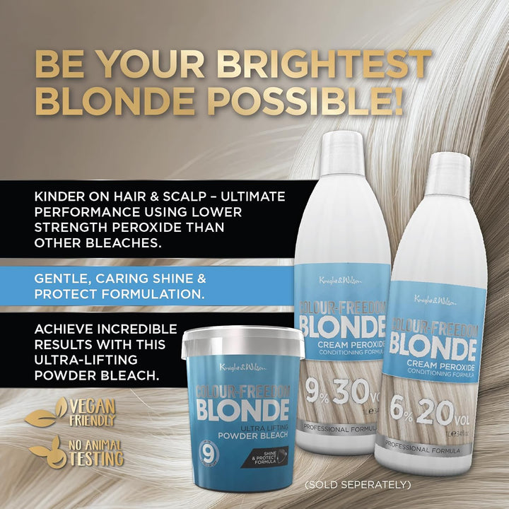 Colour Freedom Professional Ultra High Lift Hair Bleach Powder, White Blonde, 500G, up to 9 Levels of Lift