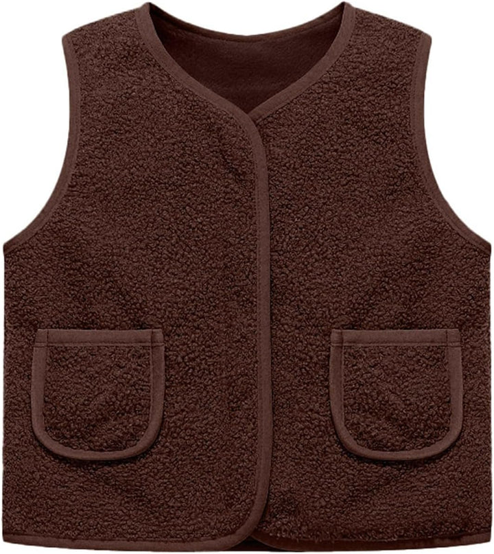 Girls Fleece Vest Winter Padded Warm Jacket Outerwear Softshell Windproof Thermal Insulated Coats for Toddler Kids