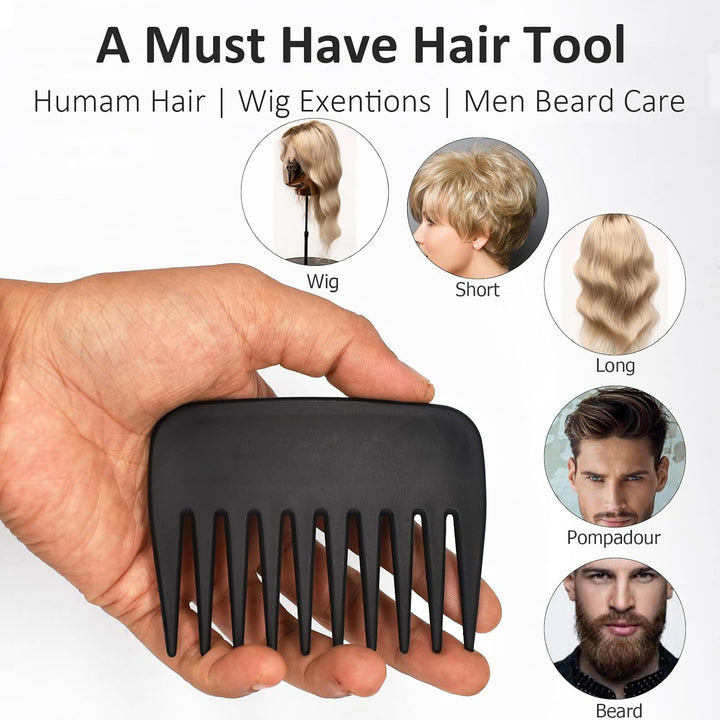 Professional Streaker Combs, anti Static Wide Tooth Hair Styling Detangling Comb Compact Palm-Sized No Handle Afro Comb for Men Women Curly Wavy Wig Salon Barber Home Office Travel Purse (1)