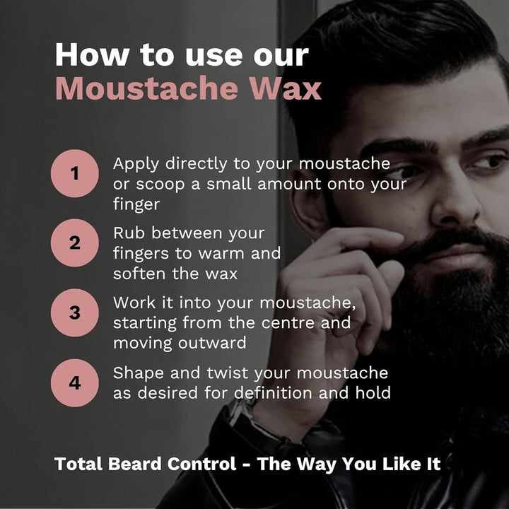 Sandalwood & Patchouli Moustache Wax | Ultra Strong Hold for Perfect Styling | Natural Ingredients | Softens & Conditions | Long-Lasting Rich & Earthy Scent | No Flaking | 5G