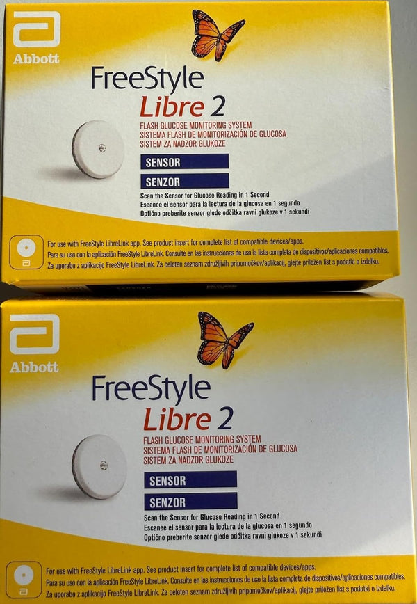Freestyle Libre 2 Sensor Pack of 2 for Diabetes Monitoring CGM for UK, White