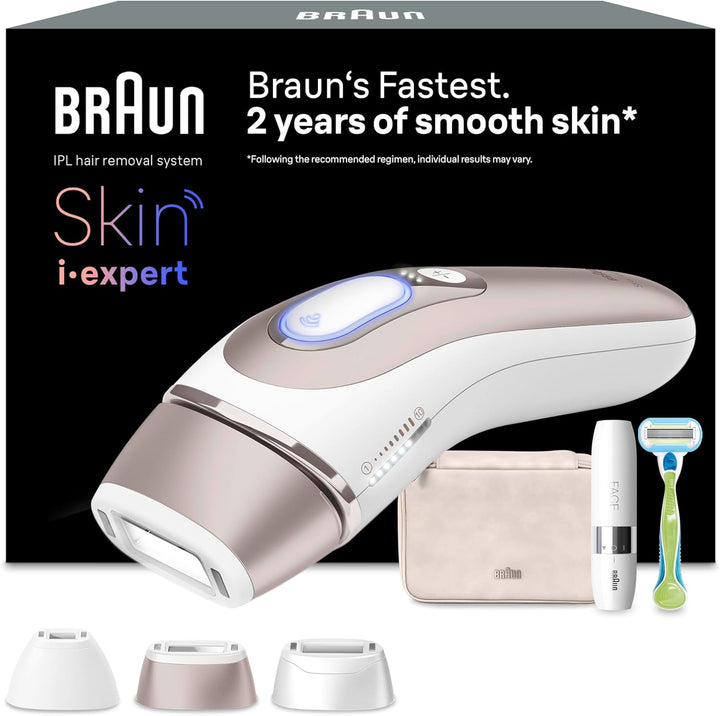 Smart IPL Skin I Expert, at Home Hair Removal, Alternative for Laser Hair Removal, Smart IPL with Exclusive Free App, Mini Face Shaver, 3 Heads, 2 Years of Smooth Skin, PL7249