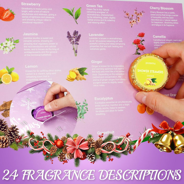 Shower Steamers Advent Calendar 2025 for Adult Kids Bath Bombs Aromatherapy Advent Calendars for Women Men Girls Boys