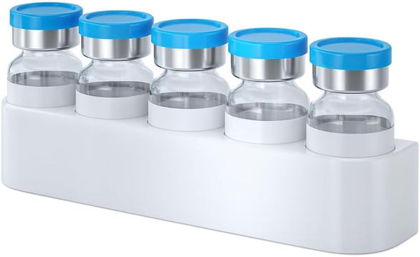 Fridge Holder Tray for 10Ml Glass Peptide Vials or Storage Case 5/7 Slot Heavy Duty Peptide Insulin Vial Protector Wall Mount White with 3M Stickers (10Ml Vial)