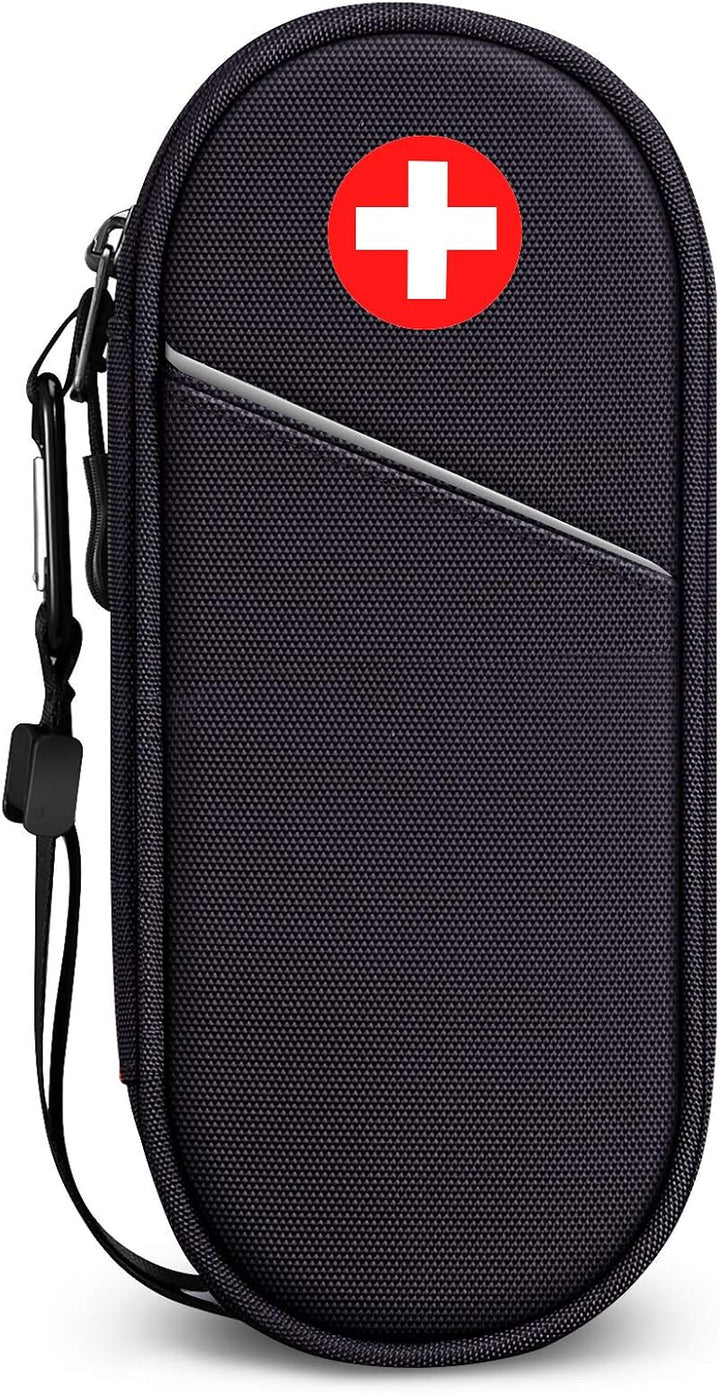 Epipen Medical Carrying Case Insulated, Travel Medication Organizer Bag Emergency Medical Pouch Holds 2 Epipens, Asthma Inhaler, Anti-Histamine, Auvi-Q, Allergy Medicine Essentials, (Red)