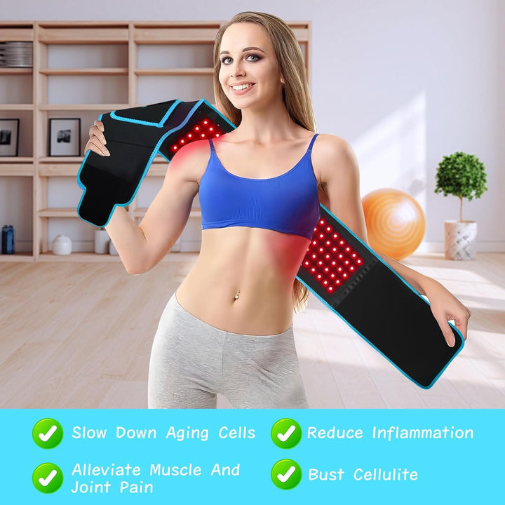 Red Light Belt, 660Nm Red Light & 850Nm Near-Infrared Light Wrap Belt, for Legs, Back, Waist, Shoulders, Neck, Lightweight Wrap Device with Timer Settings for Women, Men