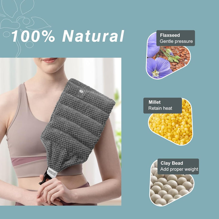 Large Heat Pads for Back Pain Relief with Adjustable Strap| Wheat Bags Microwavable| Microwave Heat Pad for Cramps, Menstrual, Lumbar, Muscle Spasms
