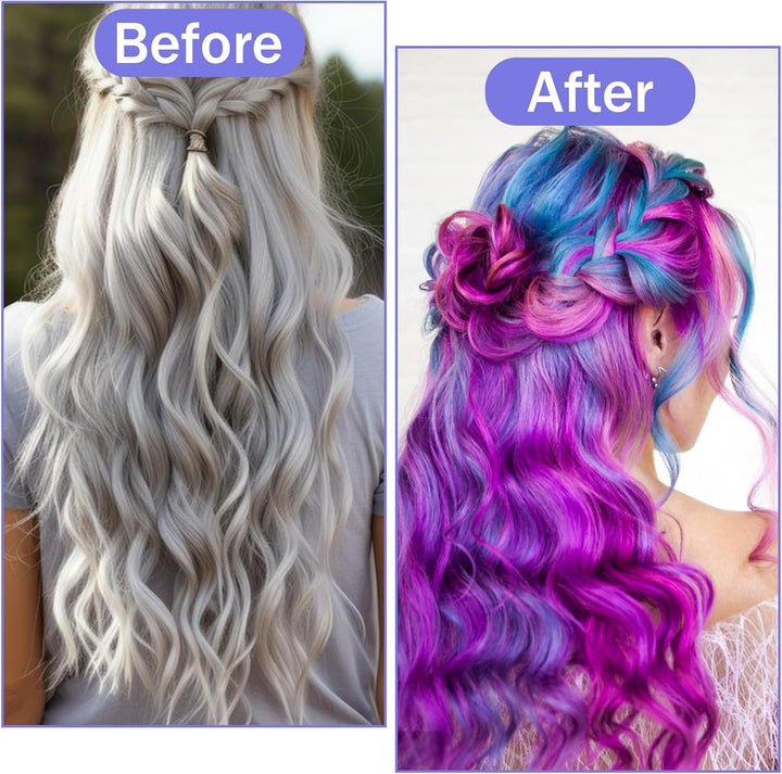 2 Sets of Hair Coloring Kits, Hair Highlighting Caps, Hair Dye Cap Disposable Hair Art Frosting Cap with Plastic Crochet Hook, and Hair Dye Brushes for Salon Hair Dyeing Hairdressing (Purple)