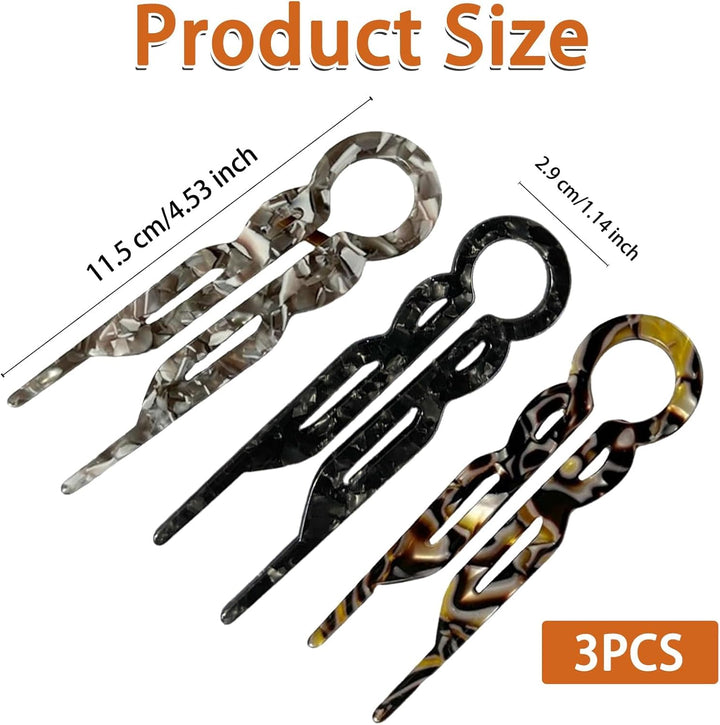 3Pcs Prestige Hair Pins, U-Shaped French Hairpins, French Twist Hair Accessories for Women with Fine Hair, Effortless Elegant Clips Suitable for Women'S Thick Styling Accessories