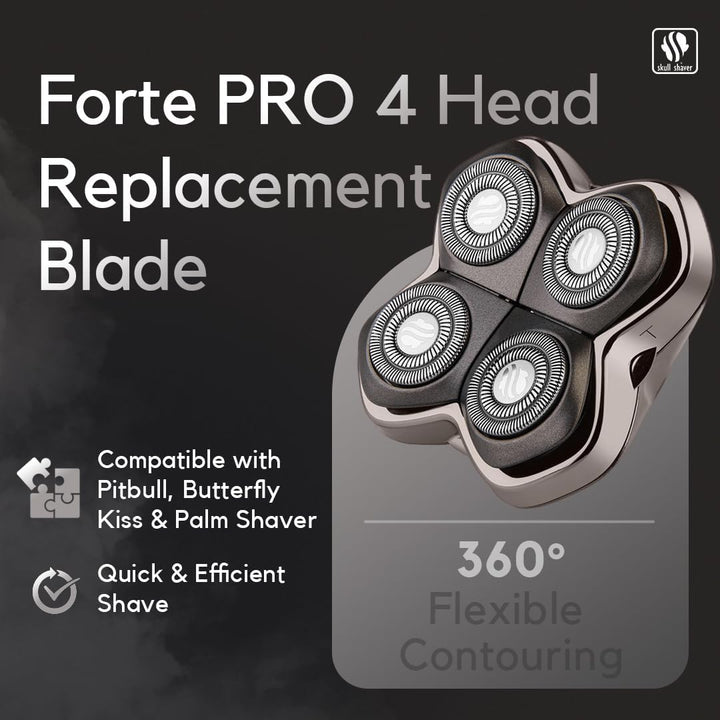 Forte Pro 4 Head Replacement Blade - for Pitbull, Palm & Butterfly Kiss Shavers - Beard Grooming, Body Shaving & Bald Head Razor Blade