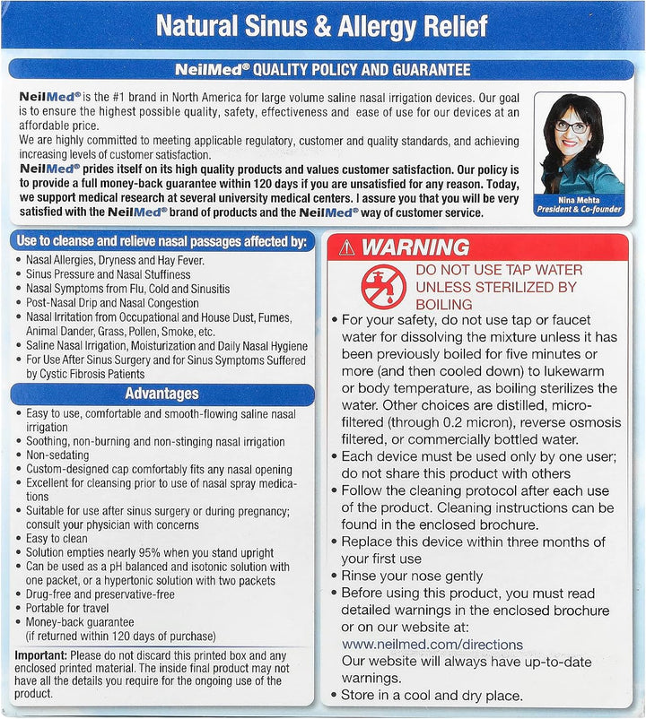 Original Sinus Rinse Kit with 60 Premixed Sachets