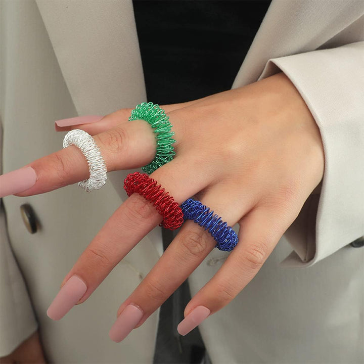 Finger Massage Rings  20 Pcs Spiky Sensory Finger Rings, Spiky Finger Ring, Finger Massager, Acupressure Rings Set, Anti-Stress Ring, Quiet Stress Reducer for Teens & Adults