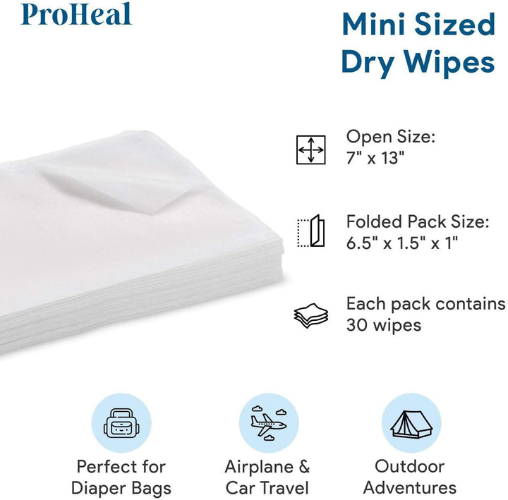 Disposable Dry Wipes for Baby and Adults, 300 Count (10 Pack) - Ultra Soft Cotton Tissue Washcloths - 7" X 13" Travel Size -