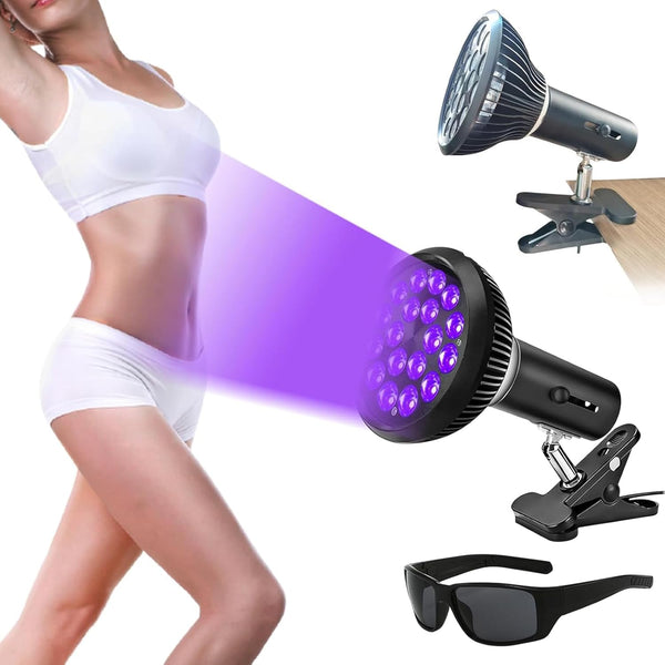 54W Face Tanning Lamp,Tanning Lamp Solarium for Home, All Skin Tones,180 ° Rotation Sun Lamp for Face and Body with Eye Mask, for Antique Bronze Skin with 18Pcs Leds (Black) (Black)