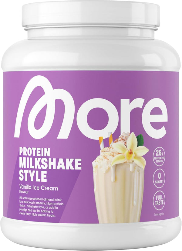 More Protein Whey Casein Protein Powder, Vanilla Ice Cream, 600 G, 1.32 Lbs, 20 Servings - with Lactase Casein protein, Slow-digesting protein, Protein supplement, Protein powder, Muscle recovery protein, Fitness protein, High protein, Natural protein, He