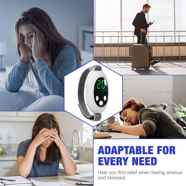 Sleep Aids for Adults, Calm Carry for Anxiety Sleep Aid Device, USB Charging Microcurrent Holding Sleep Instrument, Portable Sleep Aids for Adults with Comfortable Adjustable Strap(White)