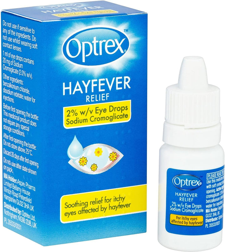 Hayfever Relief, 2% W/V Eye Drops Sodium Cromoglicate, Clinically Proven, 10Ml Each, Relieves Symptoms of Eye Allergy, Works Instantly