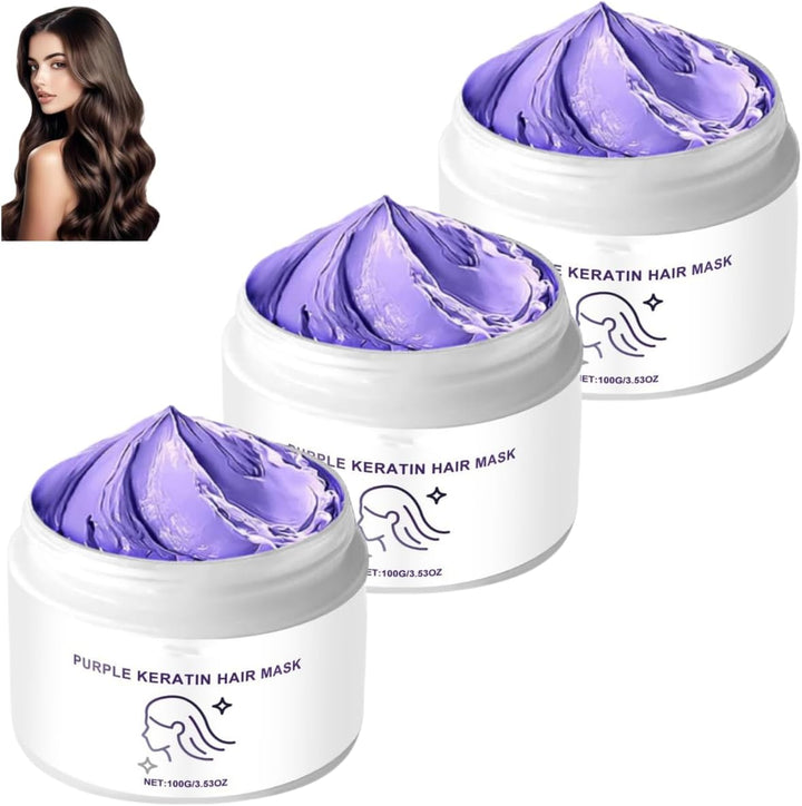 Purple Keratin Hair Mask, Keratin Moisturizing Conditioner, Deeply Conditions, Hydrates, Smooths, and Boosts Shine, Suitable for Damaged Hair