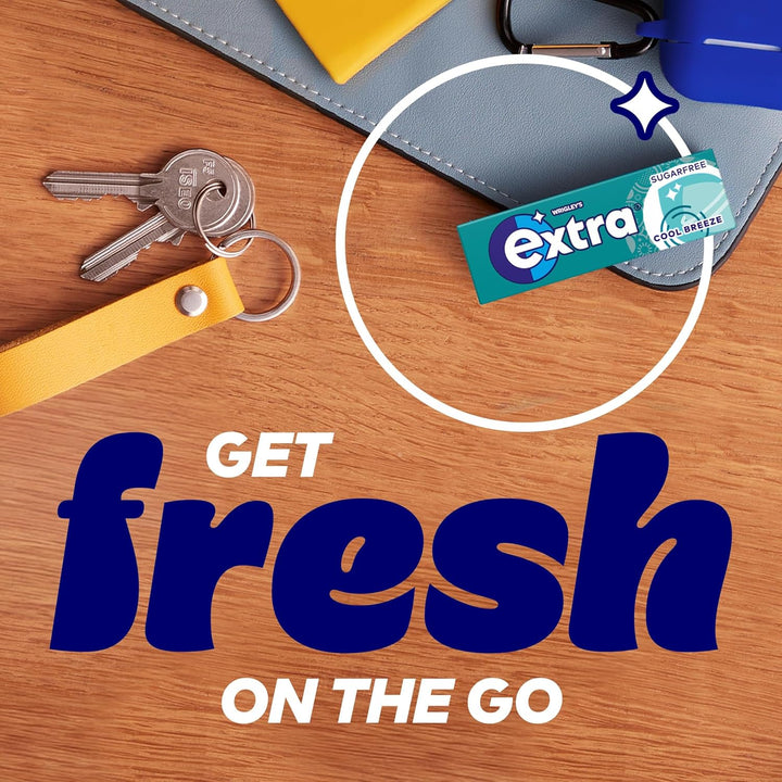 Wrigley'S Extra Chewing Gum, Cool Breeze Mint Flavour, 30 Packs of 10 Pieces, Sugar Free Bulk Pack Gum with Xylitol (300 Pieces)