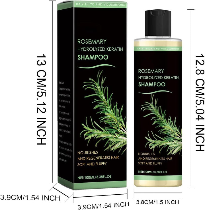 2 Pack Rosemary Hair Growth Shampoo, Thickening & Strengthening Shampoo with Hydrolyzed Keratin & Vitamin C, Nourishing and Moisturizing Formula for Women and Men