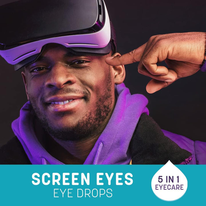 Screen Eyes Eye Drops | Relieves, Refreshes and Whitens Dry, Red or Irritated Eyes from Extended Screen Use | Contact Lens Friendly | 5 in 1 Eye Care Drops | 10Ml