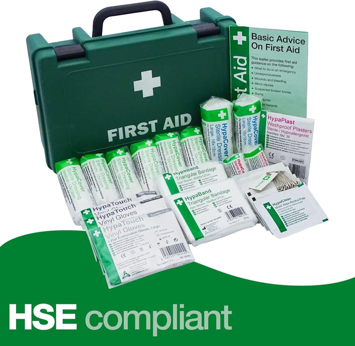 10 Person Workplace First Aid Kit, HSE Compliant & Fully Stocked, Compact Wall-Mountable Case, Ideal for Offices, Shops, Vehicles & Small Businesses, Meets UK Health & Safety Standards (1)