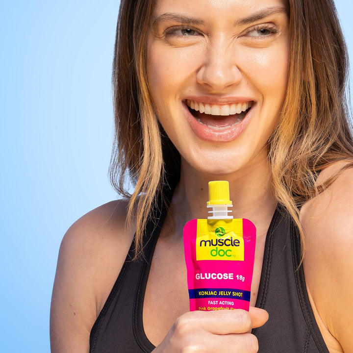 Glucose 18G Energy Konjac Jelly - Running Gels, Glucose Gel for Sugar Levels - Energy Gels for Running & Sports Hydration - Workout Gel for Athletes (5 Pack)